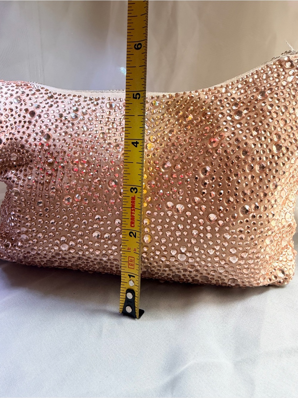 Sparkling Rose Gold Hobo Bag with Gold Chain - Picture 7 of 15